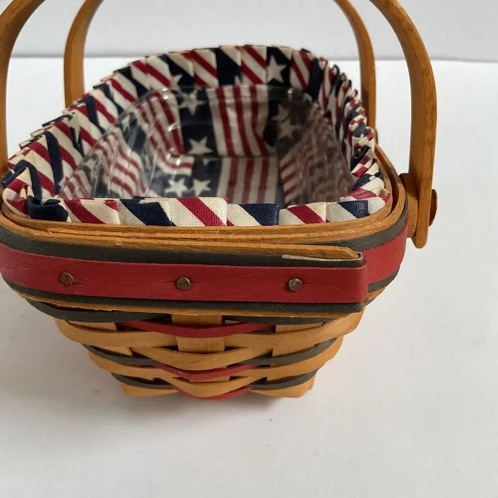 Longaberger All American SUMMERTIME Patriotic Basket Star Stripe Liner Protector